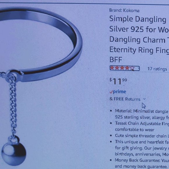 Pair of Sterling Silver Dangling Ball Stacking Rings - Picture 2 of 5